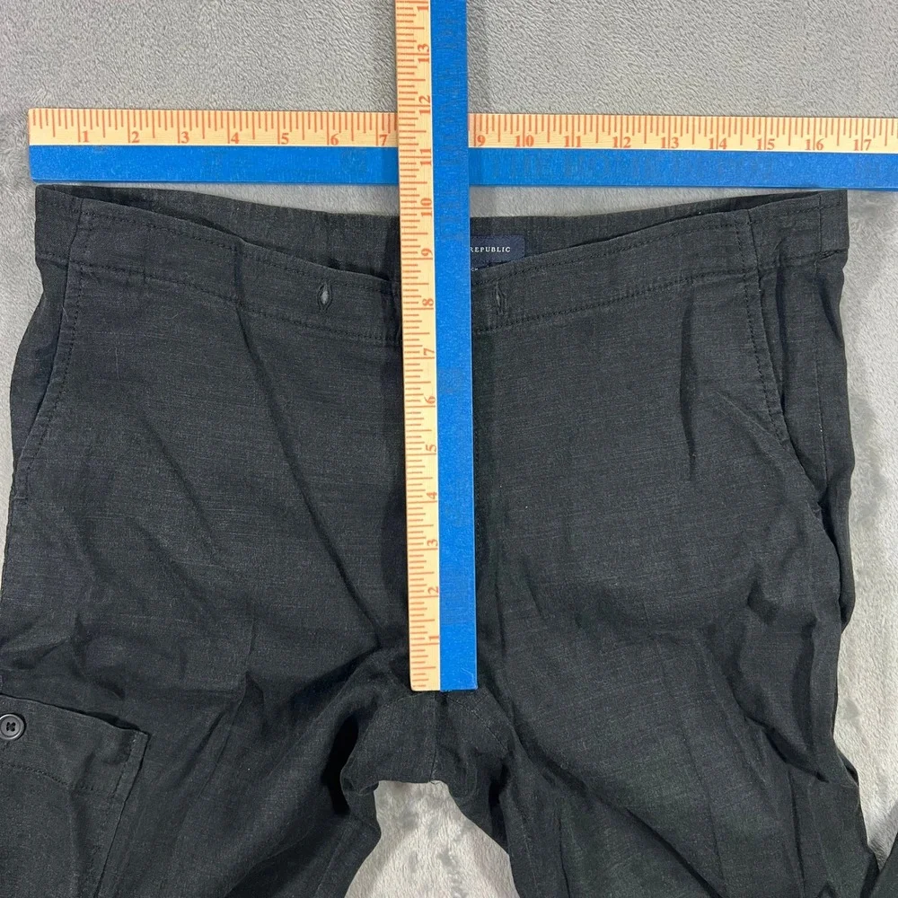 BANANA REPUBLIC Cargo Pants Womens 6 Black Soft Stretch Linen Vintage Y2K 2000s